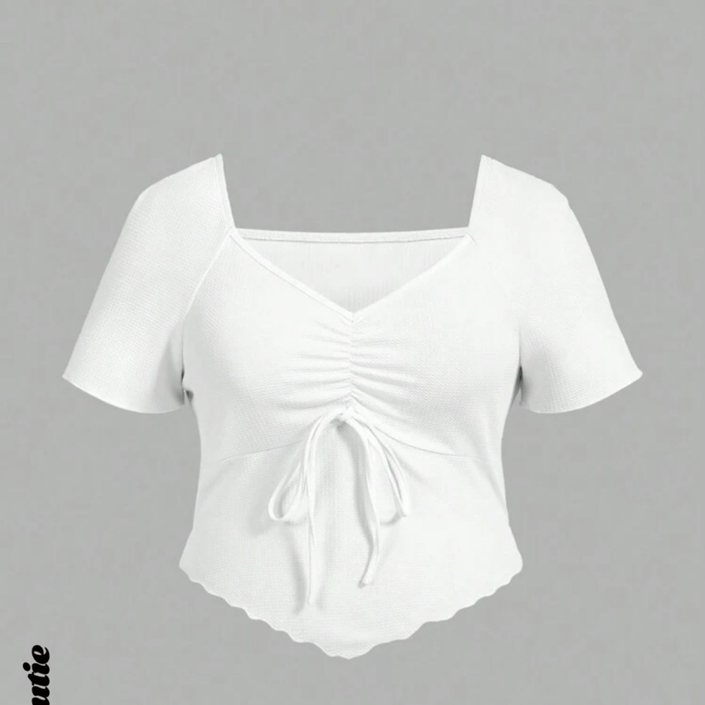 Plus Size  Jacquard Women White Spring Tops